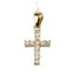 Croix de cou en plaqué or sertie de pierres OZ – H. 1,5 cm. Livrée en boîte..