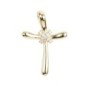 Croix de cou en plaque or bombee avec pierres OZ au centre H. 2,2 cm. Livree en boite.