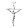 Croix de cou bâton en argent 925 °/°° avec Christ moderne H. 2,7 cm (1,98 g). Livrée en boite.