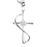 Croix de cou bâton torsadée en argent 925 °/°° avec pierres OZ au centre H. 2,3 cm (1,08 g). Livrée en boite.