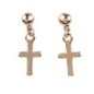 Boucle d'oreille en plaqué or pendentif croix H. 1 cm..