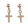 Boucle d'oreille en plaqué or pendentif croix H. 1 cm..
