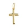 Croix de cou bâton plate en plaqué or H. 2 cm. Livrée en boite.