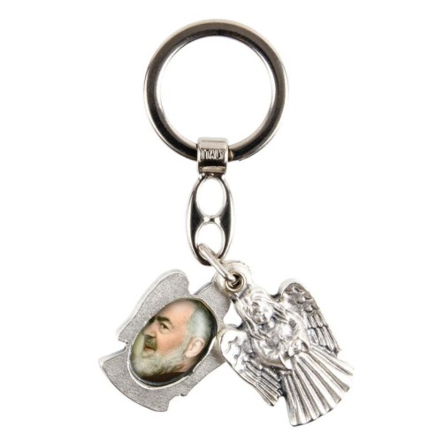 Porte-clés statuette ange ouvrant H. 3,6 cm double résine, plusieurs saints.