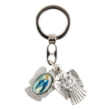 Porte-clés statuette ange ouvrant H. 3,6 cm double résine, plusieurs saints.