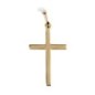 Croix de cou bâton plate en plaqué or – H. 2,8 cm. Livrée en boîte..