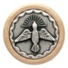 Plaque auto avec contour en bois, diametre 2,2 cm, et centre en metal. Disponible avec plusieurs saints au choix.