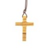 Croix de cou en bois d'olivier H. 3.5 cm avec cordon 70 cm..