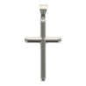 Croix de cou pour homme forme tube, couleur argentée en acier inoxydable H. 5 cm..