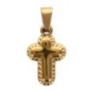Croix de cou bombée torsadée dorée en acier inoxydable H. 1.7 cm..