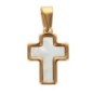 Croix de cou en coquille d eau douce dorée en acier inoxydable H. 1.5 cm..