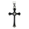 Croix de cou de couleur argentée en acier inoxydable centre pierres OZ H. 3 cm..