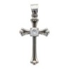 Croix de cou de couleur argentée en acier inoxydable centre pierres OZ H. 3 cm..