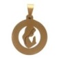 Médaille de la vierge en prière en coquille d eau douce et acier inoxydable doré, Ø 2 cm..
