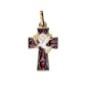 Croix de cou en métal doré, émaillée rouge et bleu, avec colombe – Revers : PAX – Hauteur 3,5 cm.