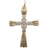 Croix de cou dorée supérieur avec au centre pierres OZ H. 2,4 cm..