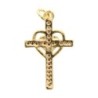 Croix de cou dorée supérieur avec strass et cœur entrelacé, H. 2,5 cm..