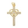 Croix de cou dorée supérieur avec strass et cœur entrelacé, H. 2,5 cm..