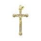Croix de cou dorée supérieur style orthodoxe avec Christ et pierres OZ H. 3,5 cm..