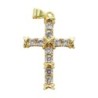 Croix de cou dorée supérieur avec décor anneaux et pierres OZ H. 3 cm..