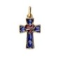 Croix de cou en métal couleur dorée émaillé du cœur de Jésus, revers PAX H. 3,5 cm..