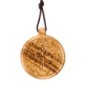 Médaille gravée en bois d'olivier de saint Benoit Ø 3 cm avec cordon cuir 70 cm..