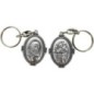 Porte-clés ovale en métal argenté, H. 4,5 cm, style croix, double face.