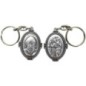 Porte-clés ovale en métal argenté, H. 4,5 cm, style croix, double face.