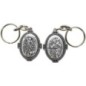 Porte-clés ovale en métal argenté, H. 4,5 cm, style croix, double face.