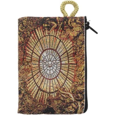 Porte-monnaie icône en tissu, brodé de fil doré, H 10 x 7 cm. plusieurs sujets..