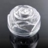 Boite à chapelet en plastique transparent forme rose H.4.5 cm Ø 6 cm..