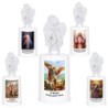Lumignon blanc a piles H. 13,5 cm avec ange, plusieurs saints.