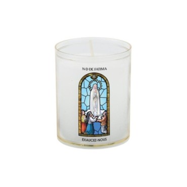 Veilleuse blanche avec autocollant -quot-vitrail-quot- de saint 20-24- H- 6-5 cm- -Oslash- 5 cm - VO 5--
