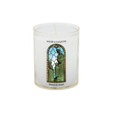 Veilleuse blanche avec autocollant -quot-vitrail-quot- de saint 20-24- H- 6-5 cm- -Oslash- 5 cm - VO 5--