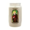 Veilleuse blanche 3 jours avec image vitrail de saint, hauteur 9,7 cm Ø 5.8 cm..