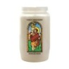 Veilleuse blanche 3 jours avec image vitrail de saint, hauteur 9,7 cm Ø 5.8 cm..