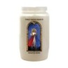 Veilleuse blanche 3 jours avec image vitrail de saint, hauteur 9,7 cm Ø 5.8 cm..