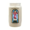 Veilleuse blanche 3 jours avec image vitrail de saint, hauteur 9,7 cm Ø 5.8 cm..