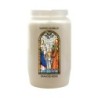 Veilleuse blanche 3 jours avec image vitrail de saint, hauteur 9,7 cm Ø 5.8 cm..