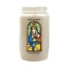 Veilleuse blanche 3 jours avec image vitrail de saint, hauteur 9,7 cm Ø 5.8 cm..