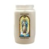 Veilleuse blanche 3 jours avec image vitrail de saint, hauteur 9,7 cm Ø 5.8 cm..
