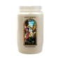 Veilleuse blanche 3 jours avec image vitrail de saint, hauteur 9,7 cm Ø 5.8 cm..