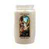 Veilleuse blanche 3 jours avec image vitrail de saint, hauteur 9,7 cm Ø 5.8 cm..