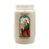 Veilleuse blanche 3 jours avec image vitrail de saint, hauteur 9,7 cm Ø 5.8 cm..