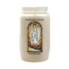 Veilleuse blanche 3 jours avec image vitrail de saint, hauteur 9,7 cm Ø 5.8 cm..