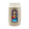 Veilleuse blanche 3 jours avec image vitrail de saint, hauteur 9,7 cm Ø 5.8 cm..
