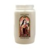 Veilleuse blanche 3 jours avec image vitrail de saint, hauteur 9,7 cm Ø 5.8 cm..