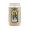 Veilleuse blanche 3 jours avec image vitrail de saint, hauteur 9,7 cm Ø 5.8 cm..