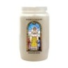 Veilleuse blanche 3 jours avec image vitrail de saint, hauteur 9,7 cm Ø 5.8 cm..