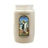 Veilleuse blanche 3 jours avec image vitrail de saint, hauteur 9,7 cm Ø 5.8 cm..